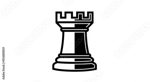 Chess Rook Icon - A Classic Black and White Representation.