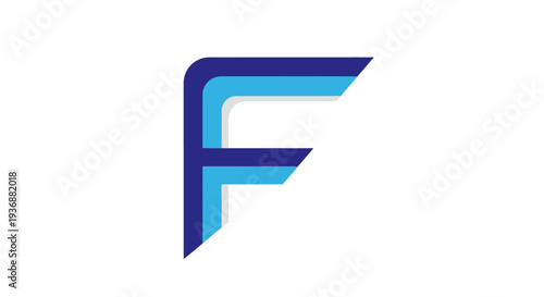 Free Download Modern Sleek Geometric Letter F Logo in Blue Tones on Isolated White Background - GFXLoad