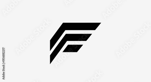 Modern minimalist letter F logo design in black, representing strong corporate identity, isolated white background.