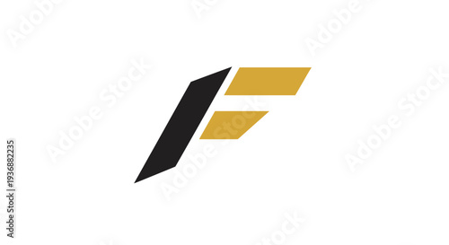 Modern abstract letter F logo design in black and gold, symbolizing strong corporate identity, isolated white background.