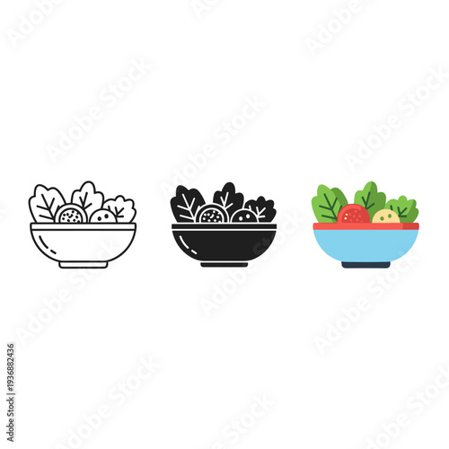 Schilderij op canvas Salad Bowl Food Icon Health Meal