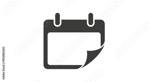 Calendar Icon Mockup Blank Page Template for Notes and Planning, Isolated on White Background, Minimalist Graphic Design Element