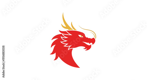 Red dragon head logo design element.
