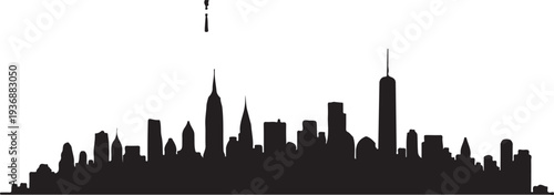 New York city skyline silhouette with iconic skyscrapers and buildings in a simple design