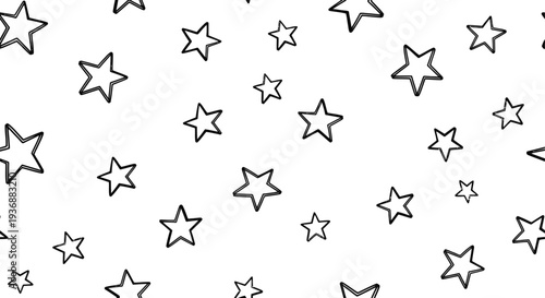 A black and white illustration of stars on a white background