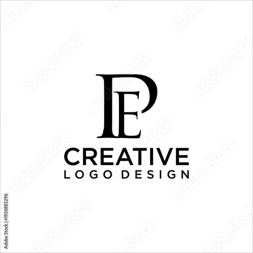 luxury PE monogram logo vector icon with elegant serif typography and clean modern layout suitable for branding identity corporate and creative business use.