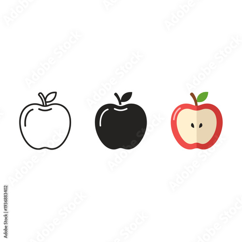 Apple Icons Fruit Variations Design Element
