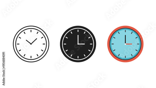 Clock Icons Timekeeping Concepts Commercial Use