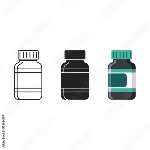 Pill Bottle Icons Health Care
