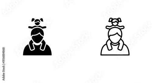 Father and Daughter Icon with Child on Shoulders Representing Family Love and Care