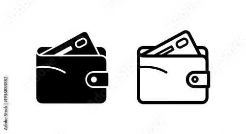 Minimalist Wallet and Credit Card Icon for Financial Transactions