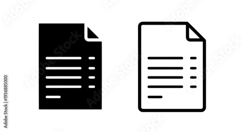 Document Icon with Folded Corner and Text Lines for Information