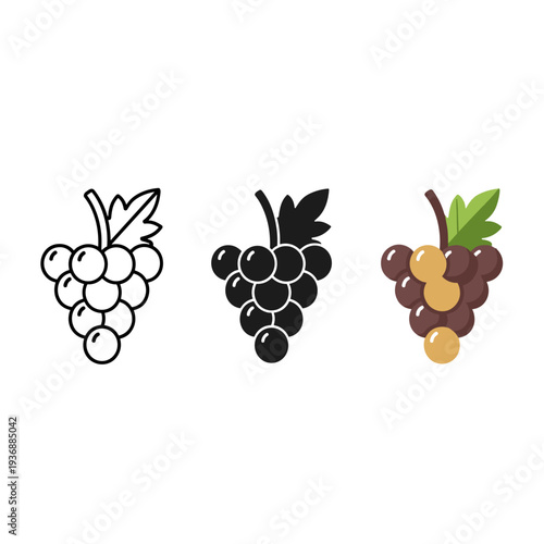 Grape Icon Set Food Illustration Commercial