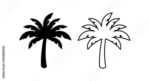 Simple Tropical Palm Tree Icon for Beach and Vacation Themes