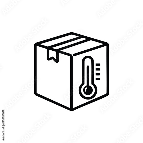 Temperature controlled package icon black and white vector symbol for logistics storage and cold chain warehouse shipping
