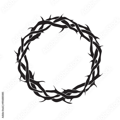 black crown of thorns icon, Crucifixion of Jesus Christ, Good Friday concept- vector illustration