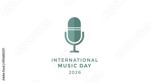International Music Day 2026 logo design with microphone icon.