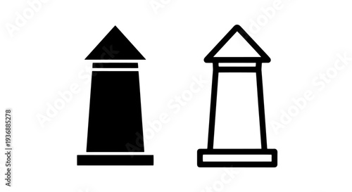 Geometric Monument Column Icon: Beacon or Obelisk Landmark Structure