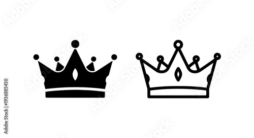 Elegant Crown Icon Set for Royalty, Award, and Luxury Design Elements