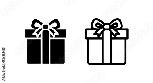 Classic Gift Box Icon with Ribbon and Bow for Presents and Celebrations