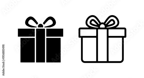 Simple Gift Box Icon with Ribbon: Clean Present Symbol for Festive Design