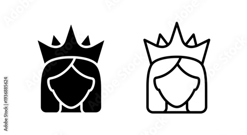 Royal Queen Icon with Crown – Monarchy, Female Leadership and Beauty Symbol