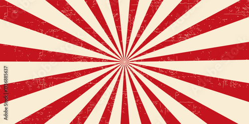 vintage japan red rising sun, sun ray vintage red rising sun background. vector illustration of a rising sun background with a grunge texture.eps.10.
