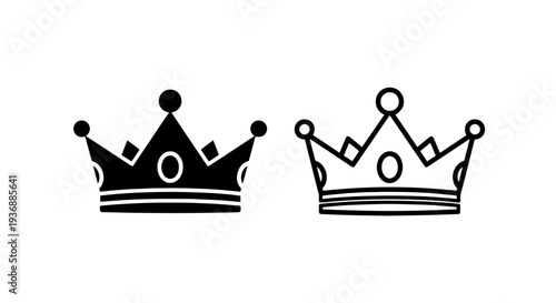 Elegant Royal Crown Icon Vector. King Queen Symbol of Authority and Success Illustration