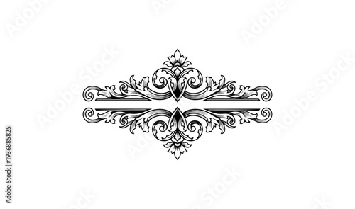 Elegant decorative ornamental design with copy space on black