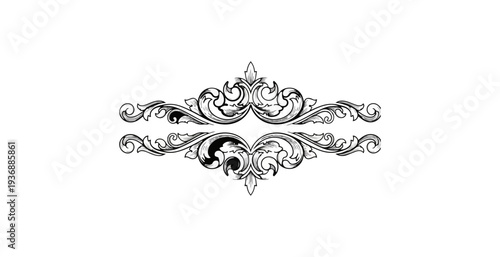 Elegant decorative ornamental swirl design on black background