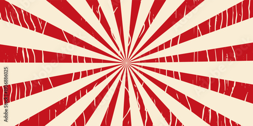 vintage japan red rising sun, sun ray vintage red rising sun background. vector illustration of a rising sun background with a grunge texture.eps.10.