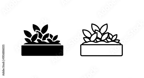 Rectangular Planter with Lush Green Plants Icon for Gardening, Home Decor, and Eco Apps