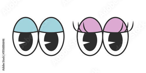 Cartoon male and female eyes. Isolated minimal vector illustration.
