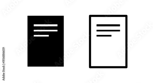 Simple Document File Icon Vector with Text Lines for UI Design