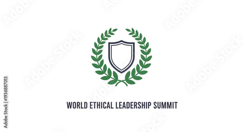 World Ethical Leadership Summit logo with shield and laurel wreath symbolizing integrity and excellence.