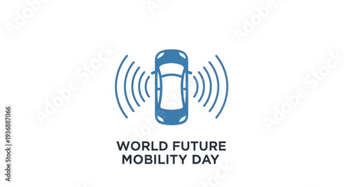 World Future Mobility Day concept with futuristic car illustration.
