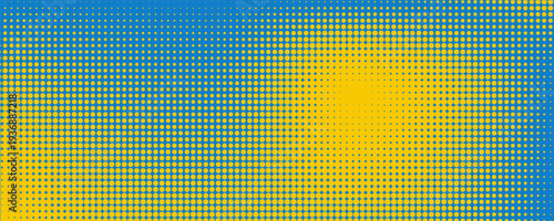 Superhero pop art background in yellow and blue colors in retro comic book style, fun dotted texture background for poster or placard, vector illustration eps10