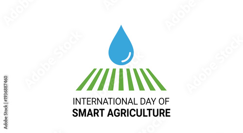 International Day of Smart Agriculture logo with water drop and green lines.