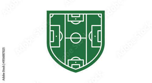 Green soccer field diagram on white background.