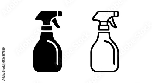 Cleaning Spray Bottle Icon Set for Household Hygiene and Disinfectant Service