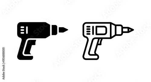 Impact Drill Power Tool Icon Set for Repair and DIY Projects