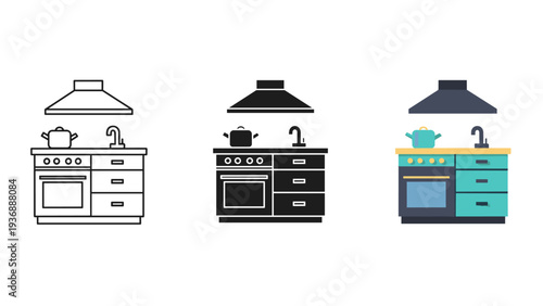 Kitchen Stove Cabinet Design Icon