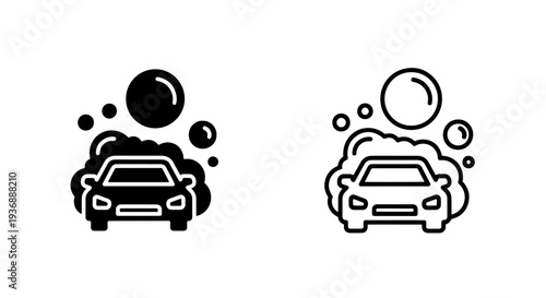 Car Cleaning Service Icon with Bubbles and Soap Foam Vector Design