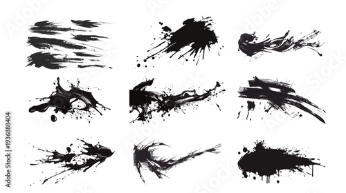 Jagged ink smear vector illustration with clean shapes, bold abstract ink splatter