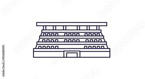 Minimalist Multi-Tiered Stadium Bleachers Line Art Icon
