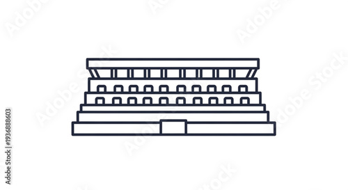 Minimalist Multi-Tiered Stadium Bleachers Line Art Icon