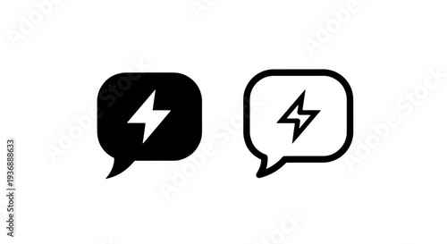 Minimalist lightning bolt chat bubble icons representing fast communication and instant messaging