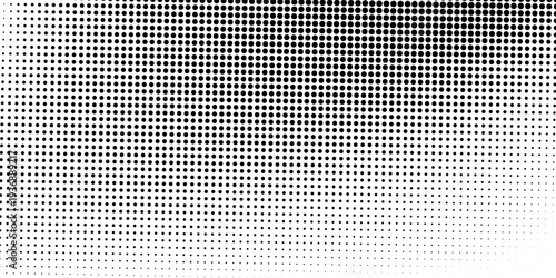 Dotted halftone gradient texture. Fading polka dot background. Repeated dots gradation pattern background. Black vanishing comic pop art overlay backdrop. Halftone raster effect wallpaper. Vector