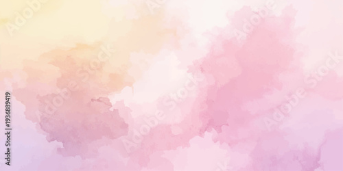 Abstract pink watercolor background featuring artistic paint splashes and a grunge paper texture with colorful ink patterns of blue, orange, and yellow smoke