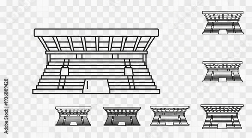 Minimalist Stadium Bleachers and Spectator Stand Icon Set